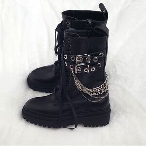 Zara combat biker boots with chains